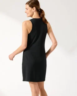 Tommy Bahama Island Cays Lace-Up Coverup Dress Black Outlet