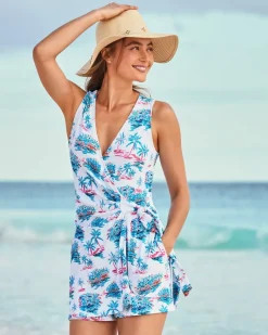 Tommy Bahama Island Cays Tropical Oasis Beach Wrap Romper White Outlet
