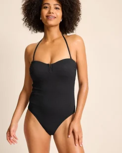 Tommy Bahama Island Cays V-Front Bandeau One-Piece Swimsuit Black Discount