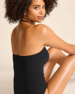 Tommy Bahama Island Cays V-Front Bandeau One-Piece Swimsuit Black Discount