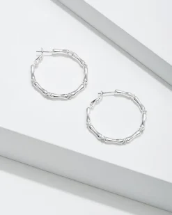 Tommy Bahama Island Essence Bamboo Hoop Earrings Silver Outlet