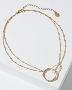 Tommy Bahama Island Essence Double Loop Bamboo Necklace Pearl Discount