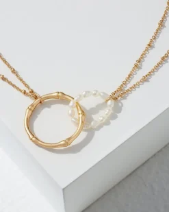 Tommy Bahama Island Essence Double Loop Bamboo Necklace Pearl Discount