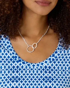 Tommy Bahama Island Essence Double Loop Bamboo Necklace Silver Hot