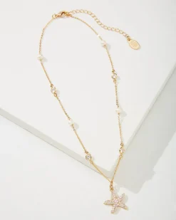 Tommy Bahama Island Essence Starfish Pearl Necklace Gold Clearance