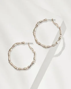 Tommy Bahama Island Essence Bamboo Hoop Earrings Rose Gold New