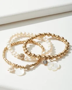 Tommy Bahama Island Essence Stretch Charm Bracelet Set Gold Clearance