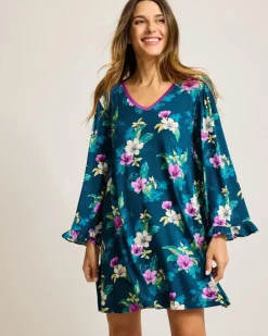 Tommy Bahama Jersey Long-Sleeve Short Sleep Dress Summer Night Clearance