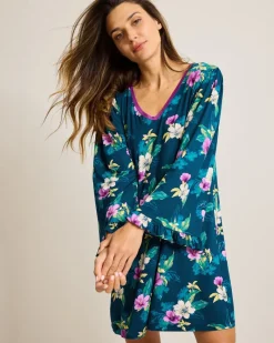 Tommy Bahama Jersey Long-Sleeve Short Sleep Dress Summer Night Clearance