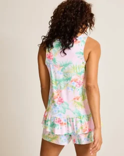 Tommy Bahama Jersey Tank & Shorts Pajama Set Pale Pink New
