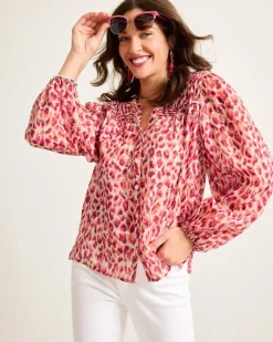 Tommy Bahama Jeweled Jaguar Pintuck Blouse Bleached Sand Online