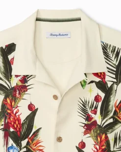 Tommy Bahama Jungle Jingle Silk Camp Shirt Vintage White Outlet