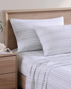 Tommy Bahama Kahanu Stripe 4-Piece Queen Sheet Set Grey Outlet