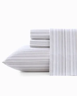 Tommy Bahama Kahanu Stripe 4-Piece Queen Sheet Set Grey Outlet