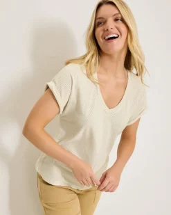 Tommy Bahama Kauai Tranquil Sea V-Neck T-Shirt Coconut Online