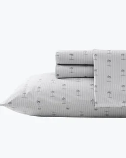 Tommy Bahama Kew Palms 4-Piece King Sheet Set Grey New