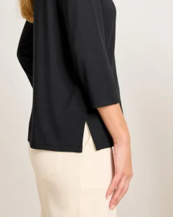 Tommy Bahama Kona Isles 3/4-Sleeve Boat-Neck Top Black Hot