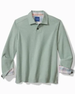 Tommy Bahama Las Arias Sweatshirt Polo Azure Water Heather New