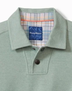 Tommy Bahama Las Arias Sweatshirt Polo Azure Water Heather New