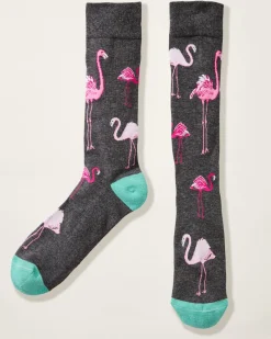 Tommy Bahama Let's Flamingle Socks Charcoal Heather New