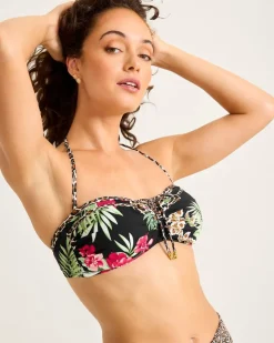 Tommy Bahama Lily Cat Bandeau Bikini Top Black Hot