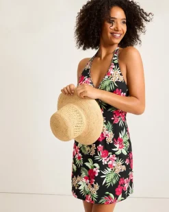 Tommy Bahama Lily Cat Halter Spa Coverup Dress Black Outlet
