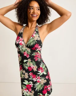 Tommy Bahama Lily Cat Halter Spa Coverup Dress Black Outlet