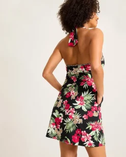 Tommy Bahama Lily Cat Halter Spa Coverup Dress Black Outlet
