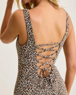 Tommy Bahama Lily Cat Reversible Lace-Back One-Piece Swimsuit Black Rev Clearance