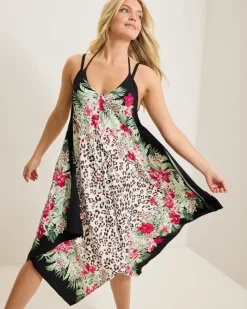 Tommy Bahama Lily Cat Scarf Coverup Dress Black