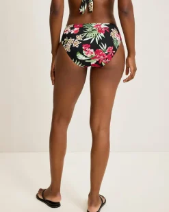 Tommy Bahama Lily Cat Shirred High-Waist Bikini Bottoms Black Hot