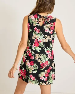 Tommy Bahama Lily Cat Split-Neck Beach Romper Black Best