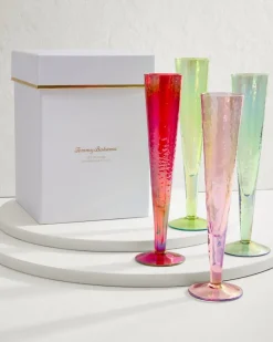 Tommy Bahama Luster Champagne Glasses — Set of 4 Multicolor Best
