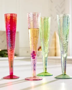 Tommy Bahama Luster Champagne Glasses — Set of 4 Multicolor Best