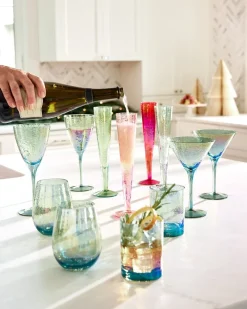 Tommy Bahama Luster Martini Glasses — Set of 2 Light Blue Discount