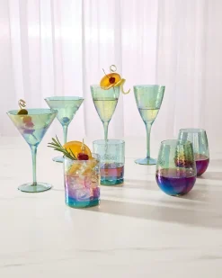 Tommy Bahama Luster Rocks Glasses — Set of 2 Light Blue New