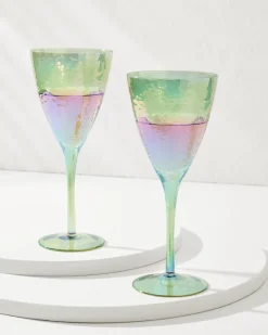 Tommy Bahama Luster Wine Glasses — Set of 2 Light Blue Hot