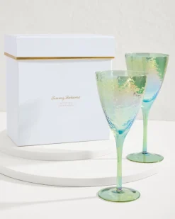 Tommy Bahama Luster Wine Glasses — Set of 2 Light Blue Hot
