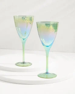 Tommy Bahama Luster Wine Glasses — Set of 2 Light Blue Hot