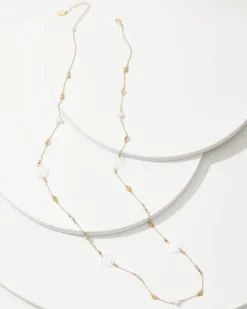 Tommy Bahama Madeira Mother of Pearl Station Necklace Gold Outlet