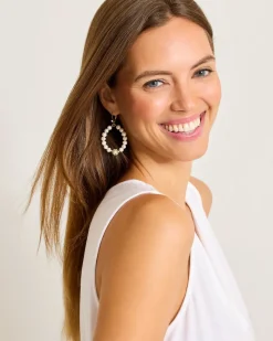 Tommy Bahama Madeira Pearl Statement Drop Hoop Earrings Gold Discount