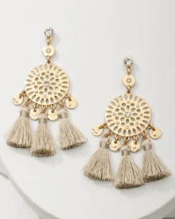 Tommy Bahama Madeira Tassel Statement Earrings Gold Outlet