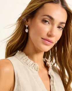 Tommy Bahama Marco Island Freshwater Pearl Drop Earrings Silver New