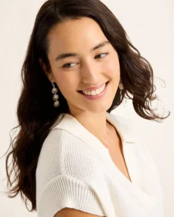 Tommy Bahama Marco Island Grey Multi-Shell Drop Earrings Silver Discount