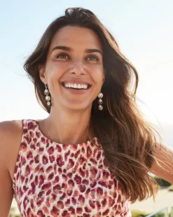 Tommy Bahama Marco Island Grey Multi-Shell Drop Earrings Silver Discount