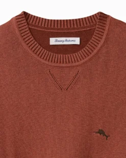 Tommy Bahama Marlin Luxe Crew Sweater Spicy Clay Heather Online