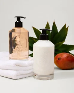 Tommy Bahama Glass Hand Soap & Lotion Set Maui Mango New