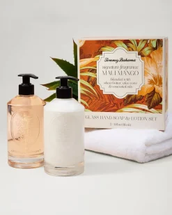 Tommy Bahama Glass Hand Soap & Lotion Set Maui Mango New