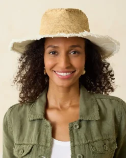Tommy Bahama Melissa Lux Fringe Raffia Hat Natural/White/Silver Online