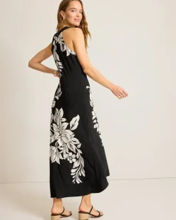 Tommy Bahama Midnight Sea Halter Maxi Dress Black New